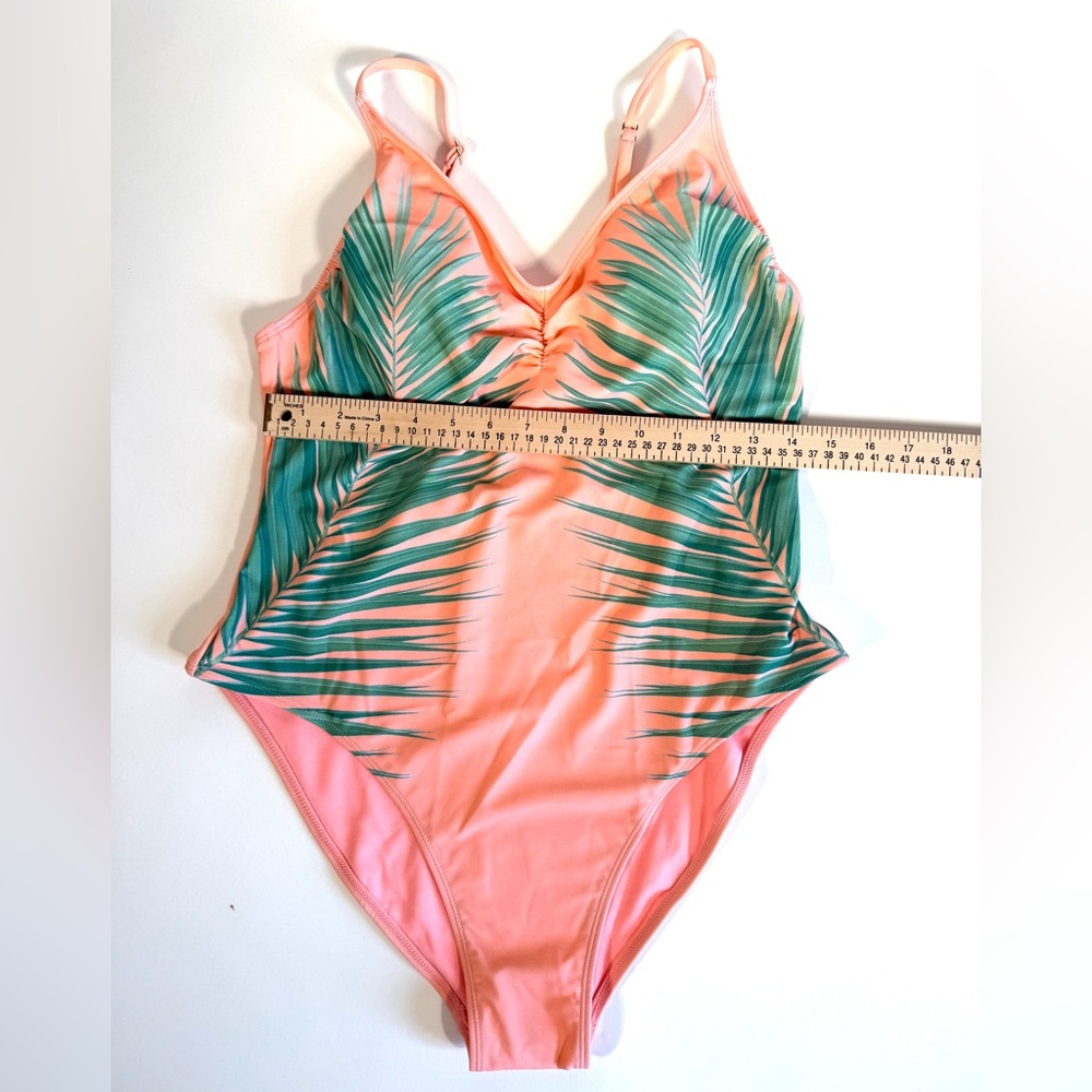 Xhilaration Tropical Palm Print Scoop Back One Piece Swimsuit - Picture 10 of 12